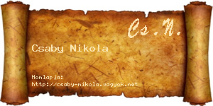 Csaby Nikola névjegykártya